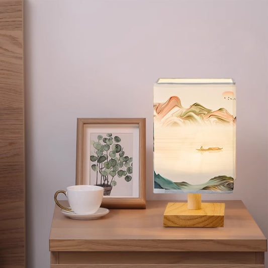 Retro square cloth table lamp